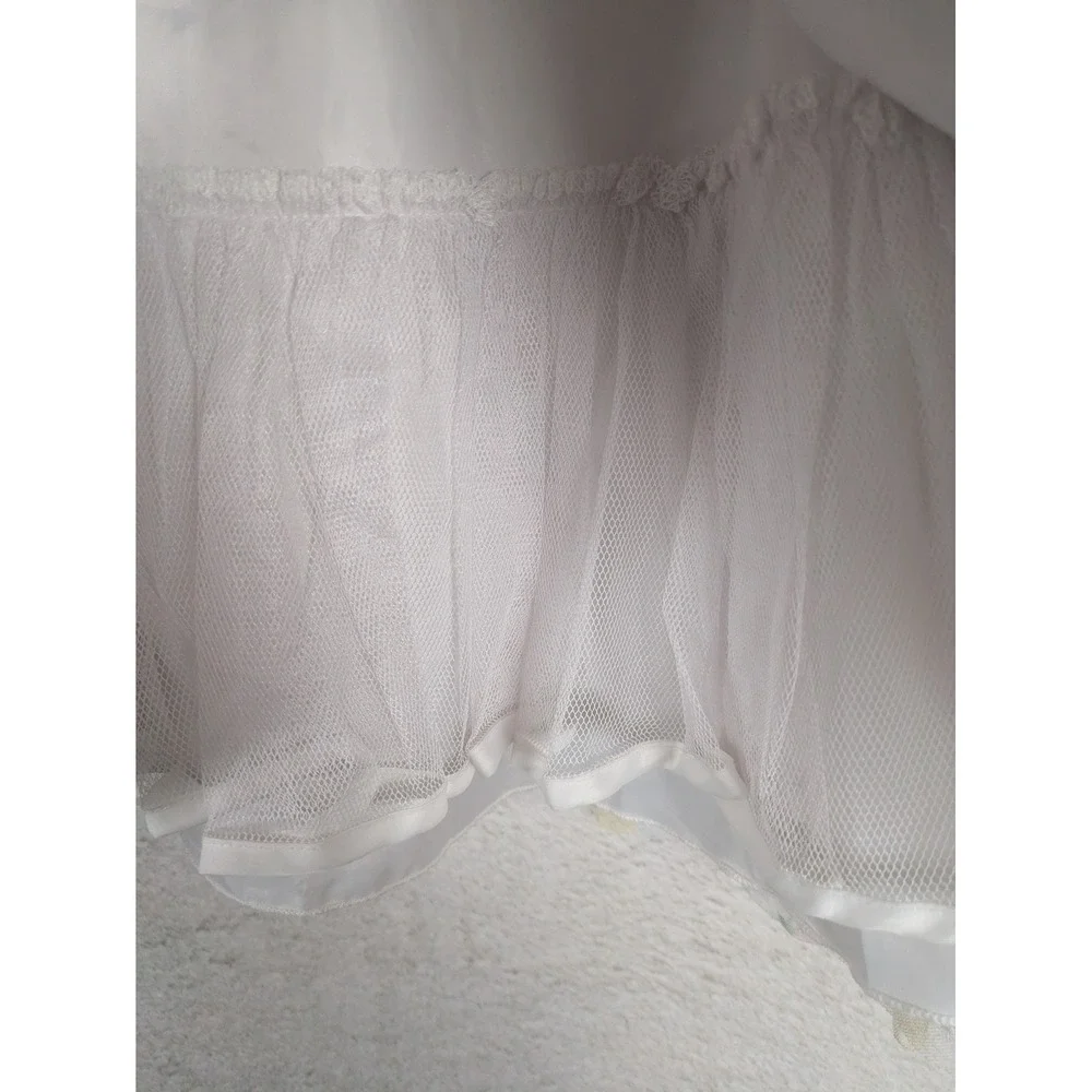 Jona Michelle Party Dress Girl's Size 7 White Floral Sequin Tiered Tulle Bow